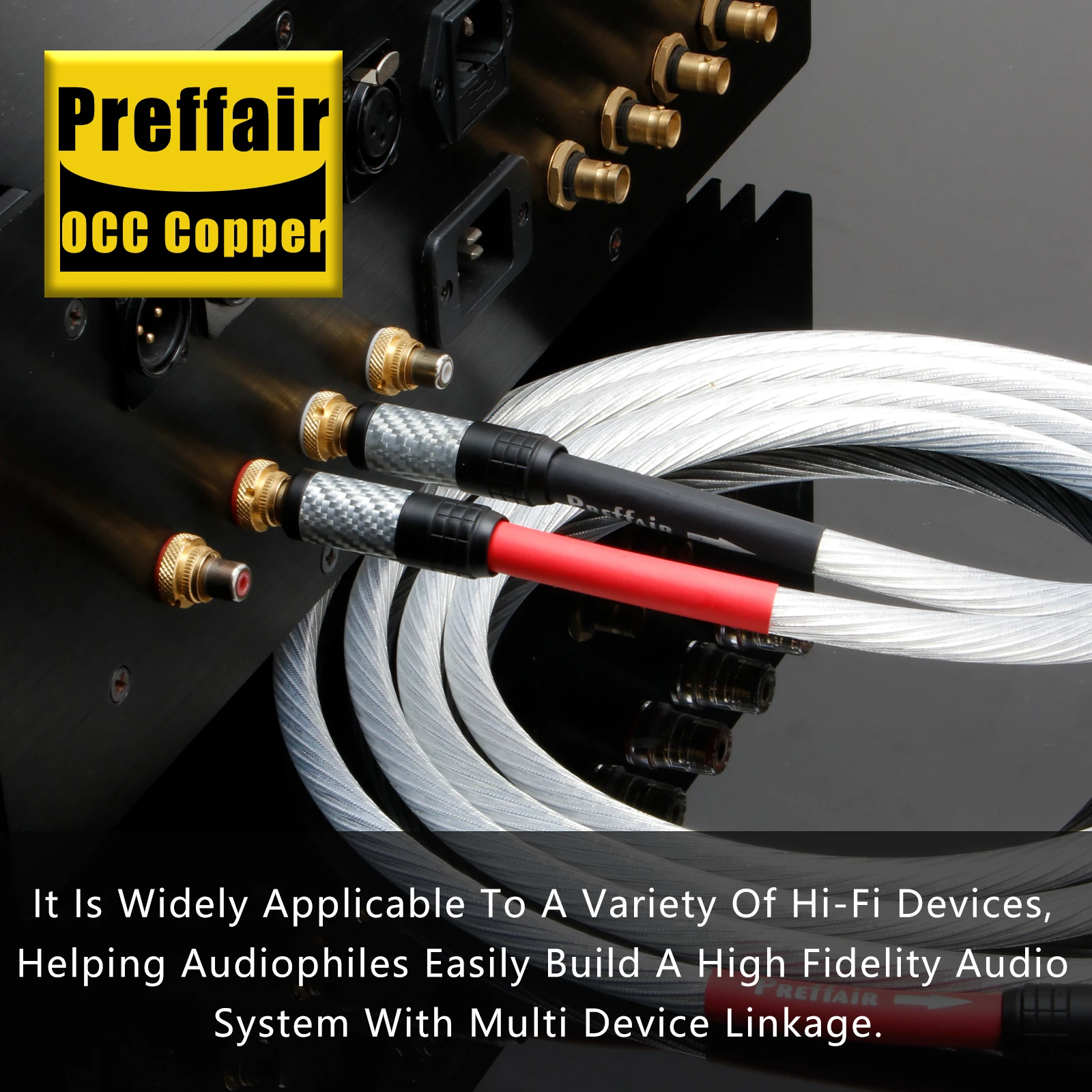 Cable de audio HiFi RCA, cable OCC plateado, conector RCA a RCA con baño de rodio, línea de señal para audiófilos, para CD, portátil, amplificador