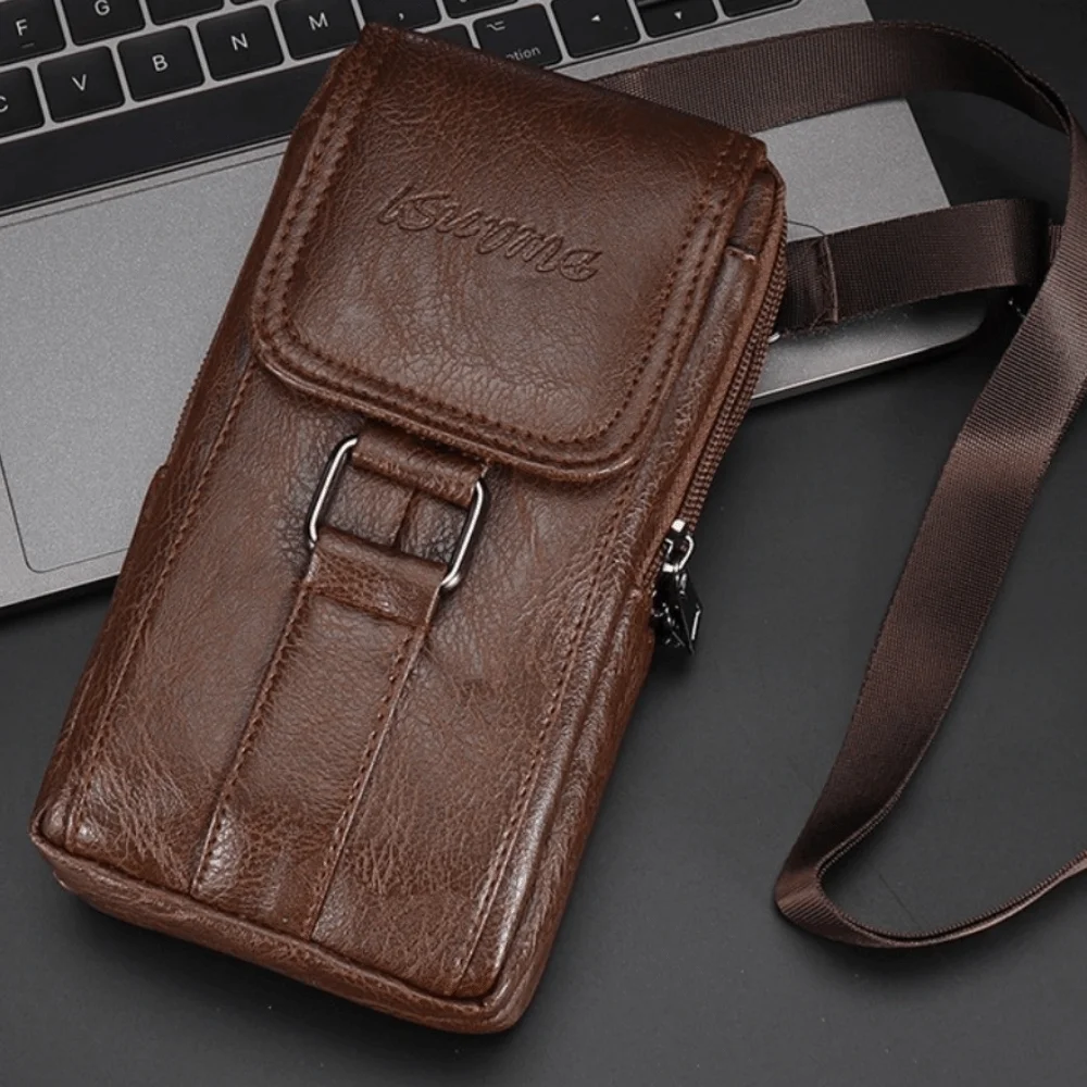 

With Strap Mobile Phone Pouch Double Layers Metal Buckle Phone Belt Clip Bag Large Capacity Waterproof Phone Belt Hanging Pouch