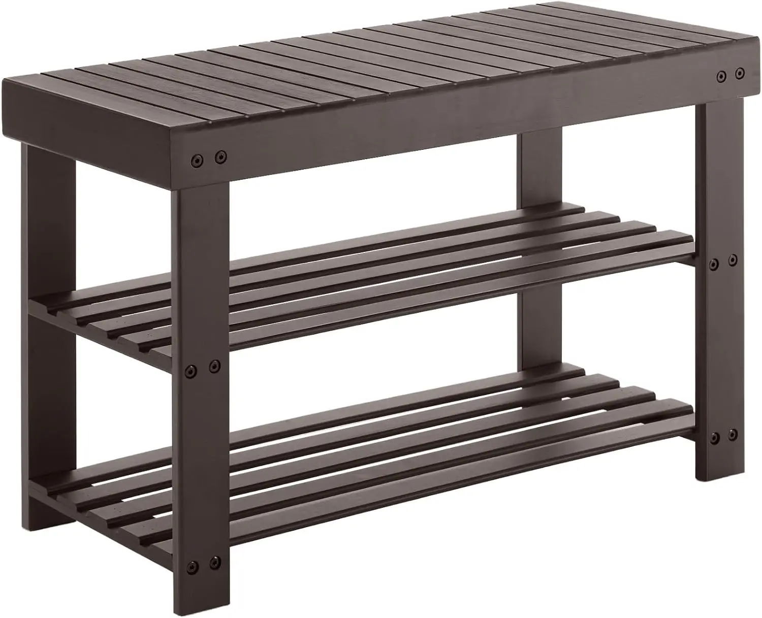 

3-уровневая бамбуковая полка для обуви, скамейка-коричневый органайзер для хранения в прихожей для спальни, гостиной и входной двери