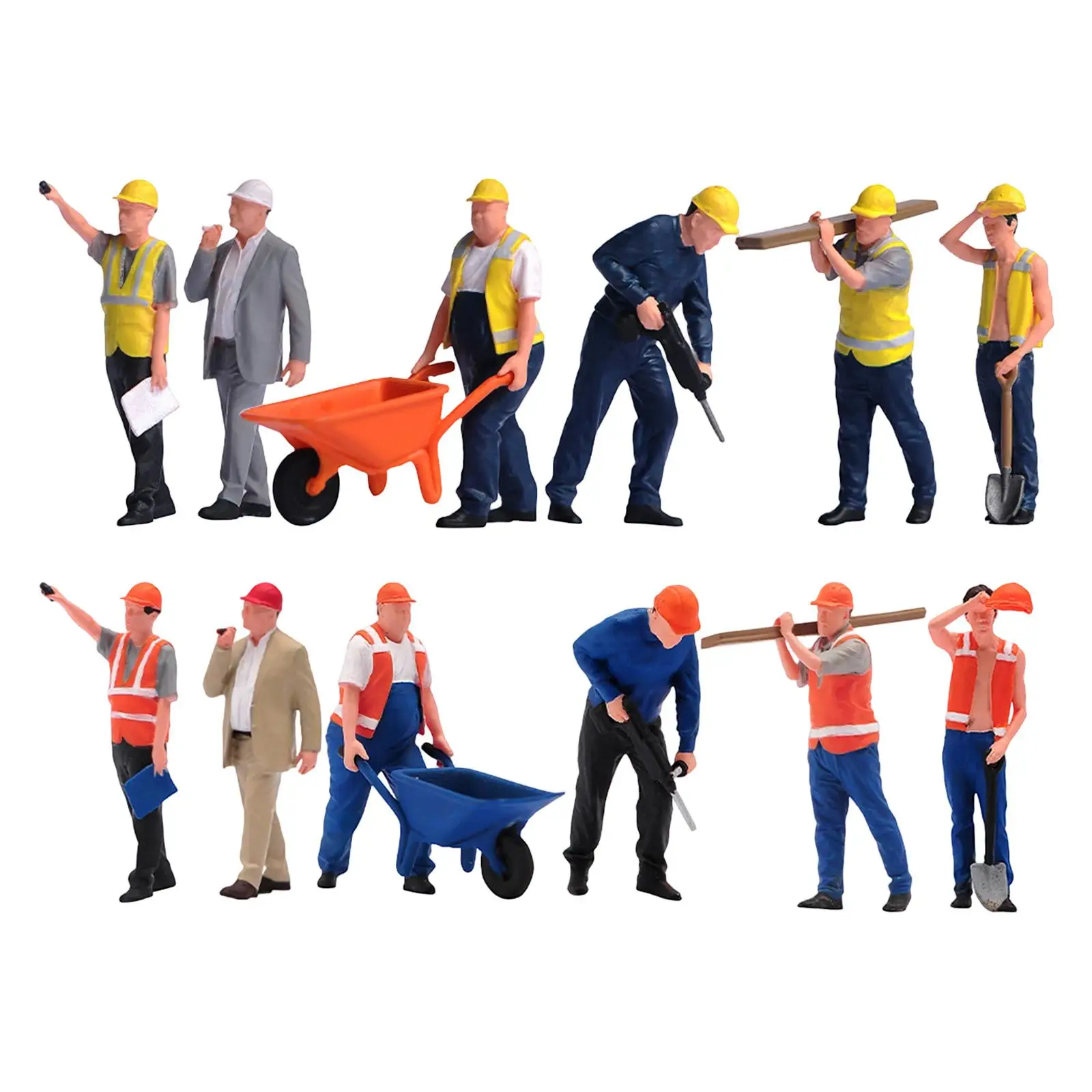 1/64 スケール ミニチュア フィギュア モデル、建設労働者、小さな人物フィギュア、ジオラマ フィギュア、ジオラマ用、ミニチュア シーン