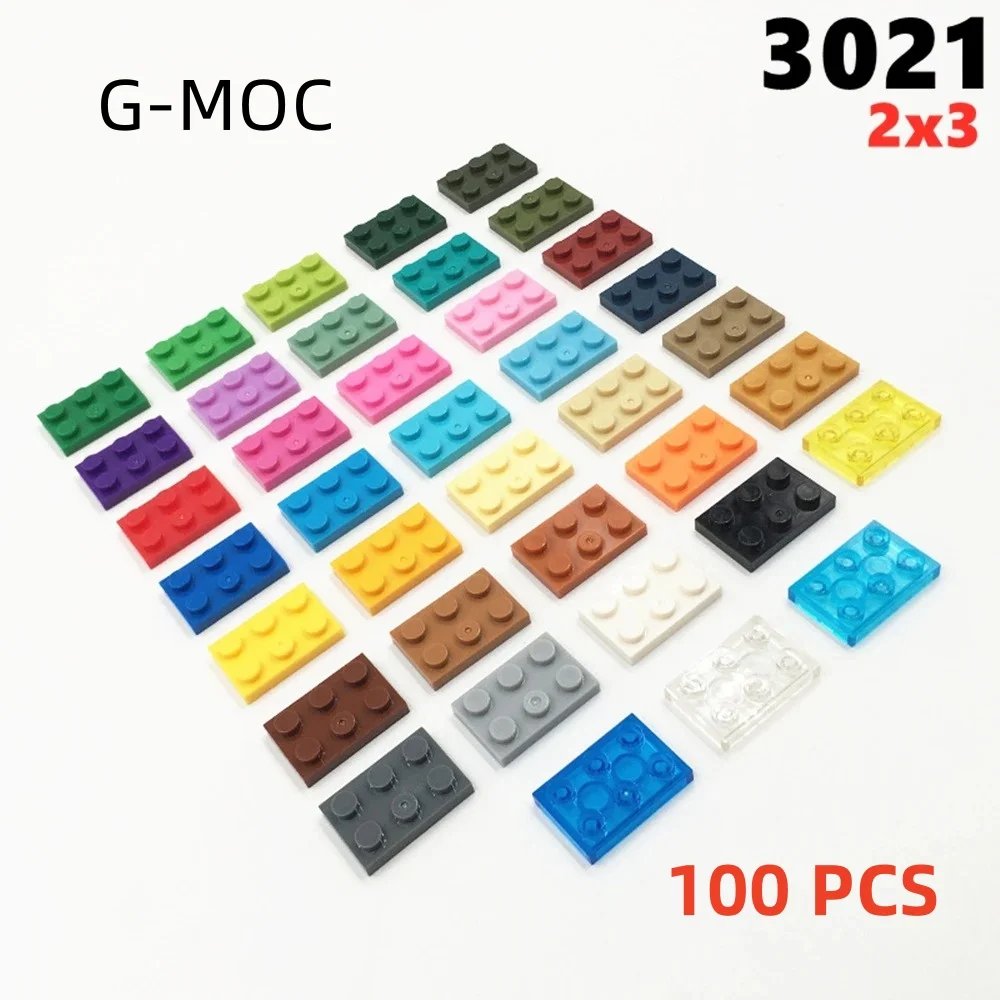 G-MOC 100Pcs/lot Buildings Blocks 3021 Plate 2 x 3 Compatible Particle Assembles DIY Educational Bricks Kids Toys