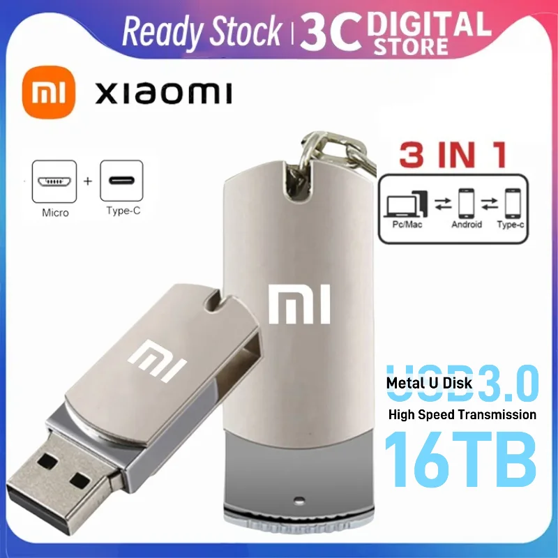Xiaomi 16TB 2TB Pen Drive Usb Flash Drive High Speed Type-c Interface Dual-use Flash Memory Pendrive 1T Stick For Phone Computer