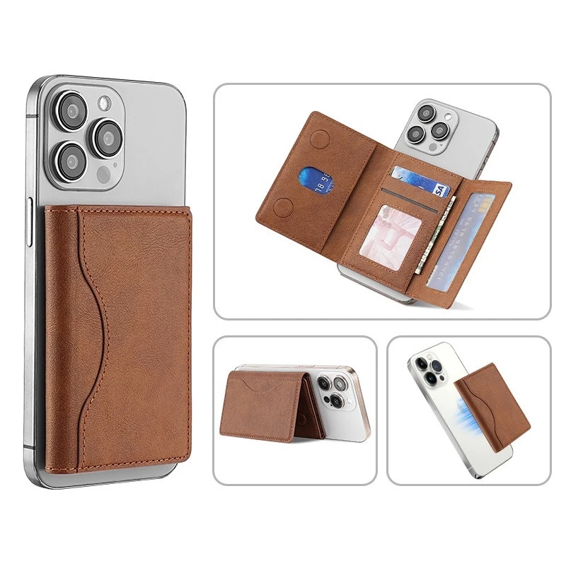 ที่ใส่บัตรแม่เหล็ก Magsafe หนัง PU ช่องใส่บัตรหลายช่อง กระเป๋าสตางค์แบบพับสามตอนสำหรับผู้ชาย กระเป๋าใส่บัตรแม่เหล็กสำหรับ Apple สำหรับ iPhone