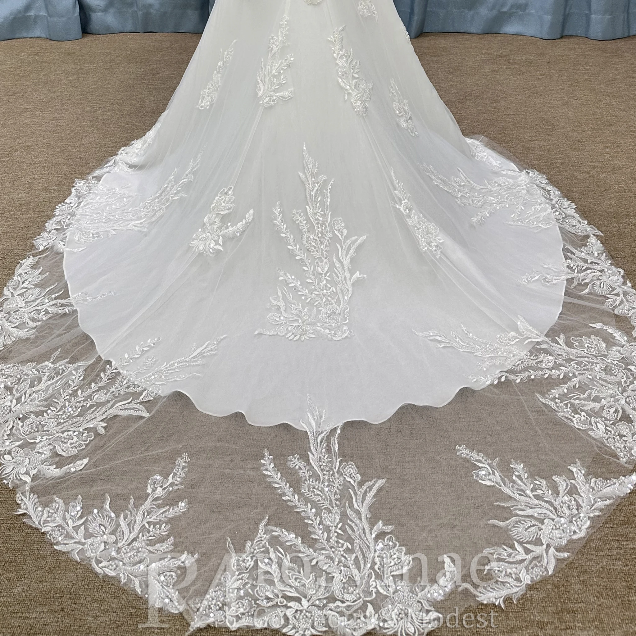 فستان زفاف حورية البحر من Rosymae للنساء مزين بالزهور، فستان رومانسي مثير مع فتحة للعرائس، فساتين عرس