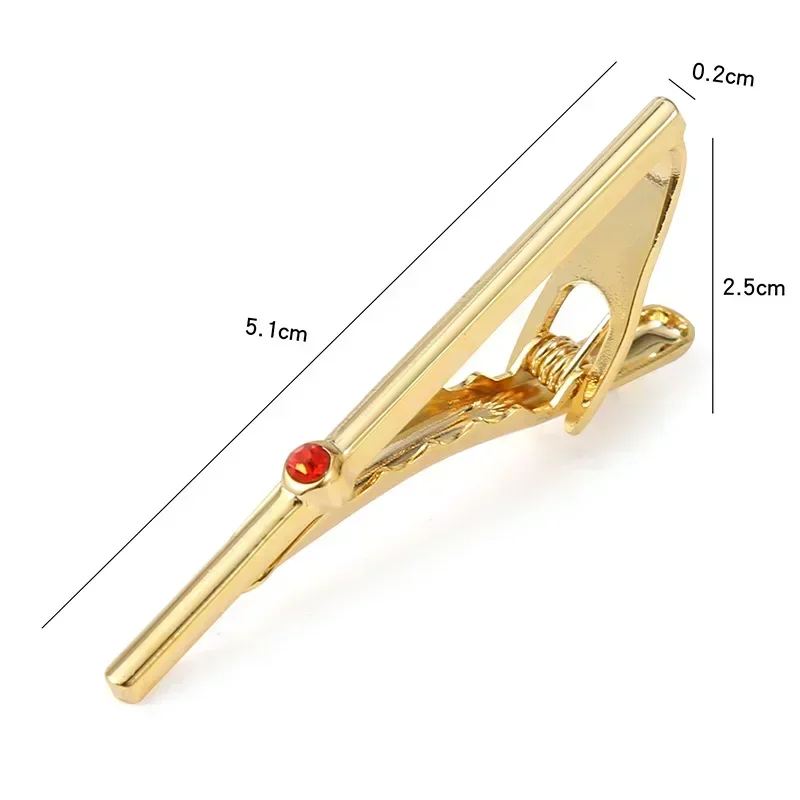 Luxury Men\'s Zircon Slender Tie Clip Rose Gold Color Linear Crystal New Mens High-end Fashion Wedding Necktie