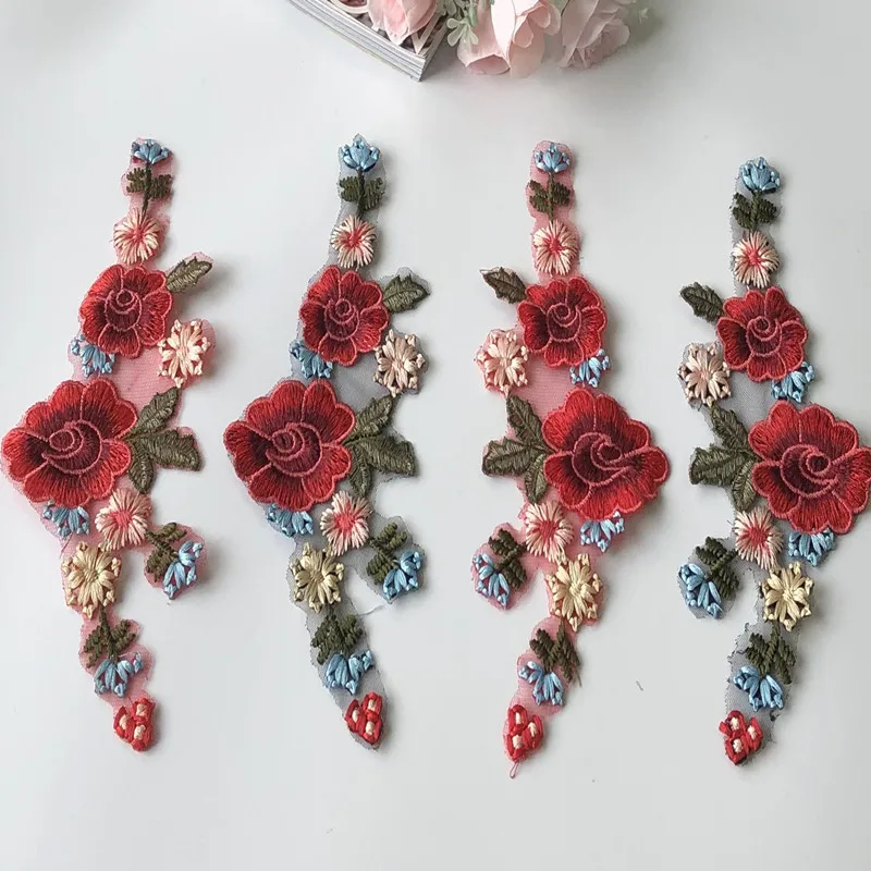 メッシュ刺繍生地貼り付けパッチ,ドレス,衣類,チャイナドレス,手刺sewingアクセサリー,1ペア