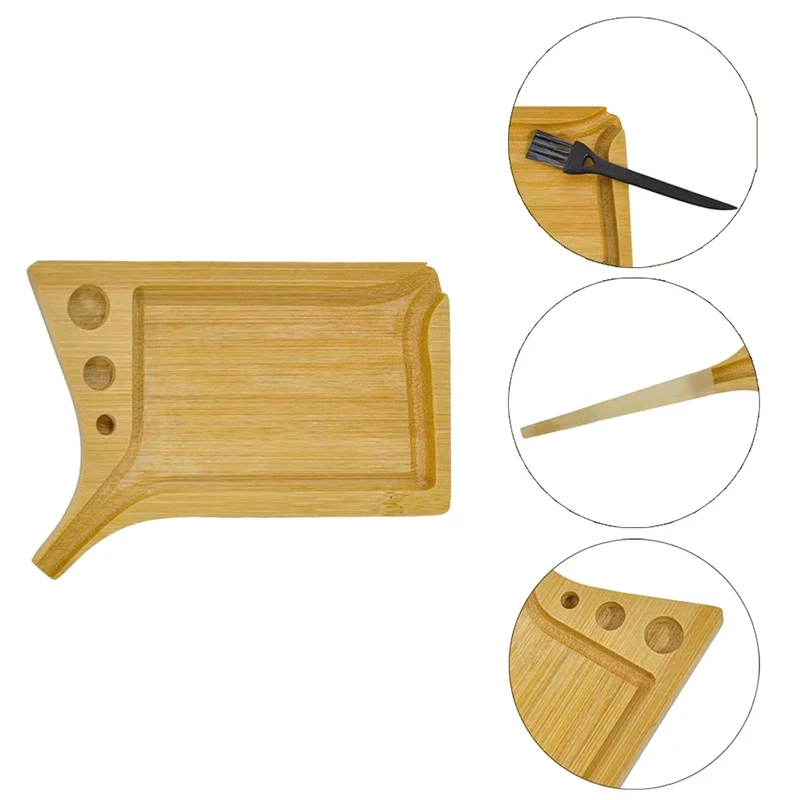 Wood Herb Tobacco Rolling Tray With Brush Tool Loader Cones Multipurpose Mini Wooden Rolling Trays Smoking Accessories