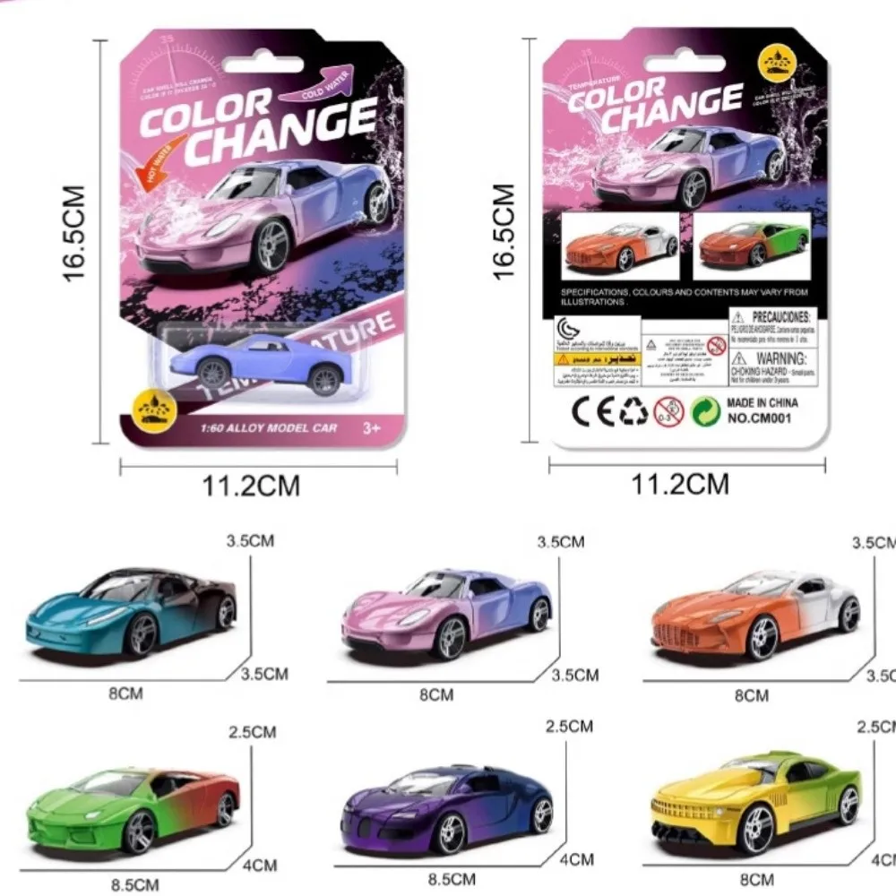 Coche Mágico Sensible a la Temperatura, Mini Coche de Carreras a Escala 1:64, Cambia de Color, Modelo de Coche Deportivo de Aleación Duradera, Inercia, Retroceso