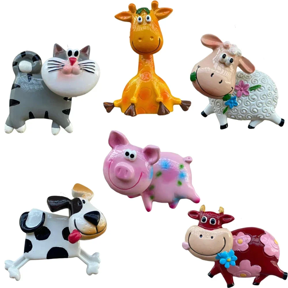 Cartoon Cute Hand-Painted Animal Personality Creative Resin Design Refrigerator Stickers Kitchen Sticky Notes Decoration