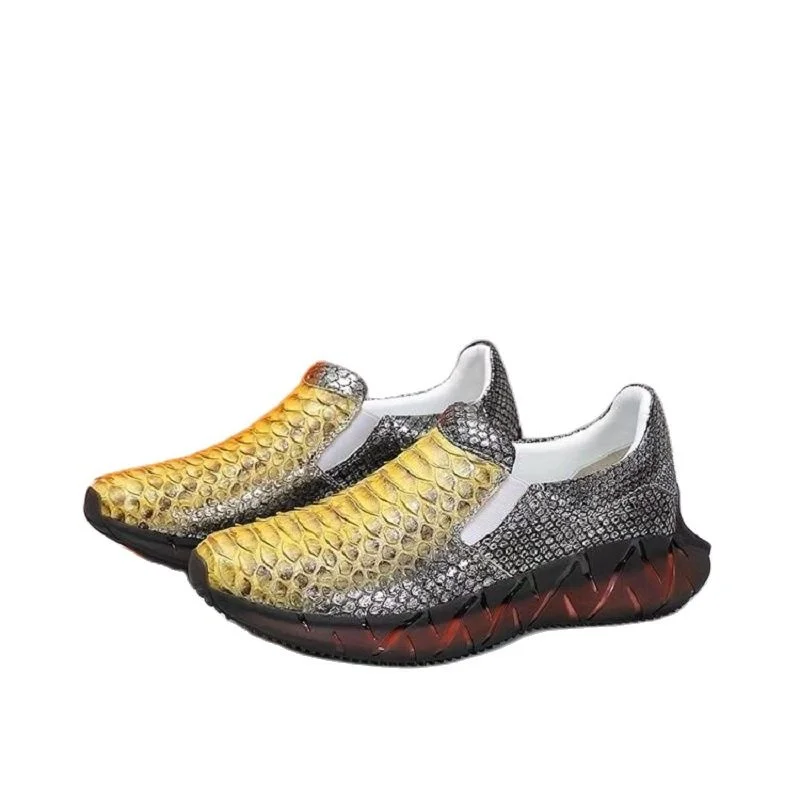 

2024 new arrival Fashion snake Skin causal shoes men,male Genuine leather PDD22