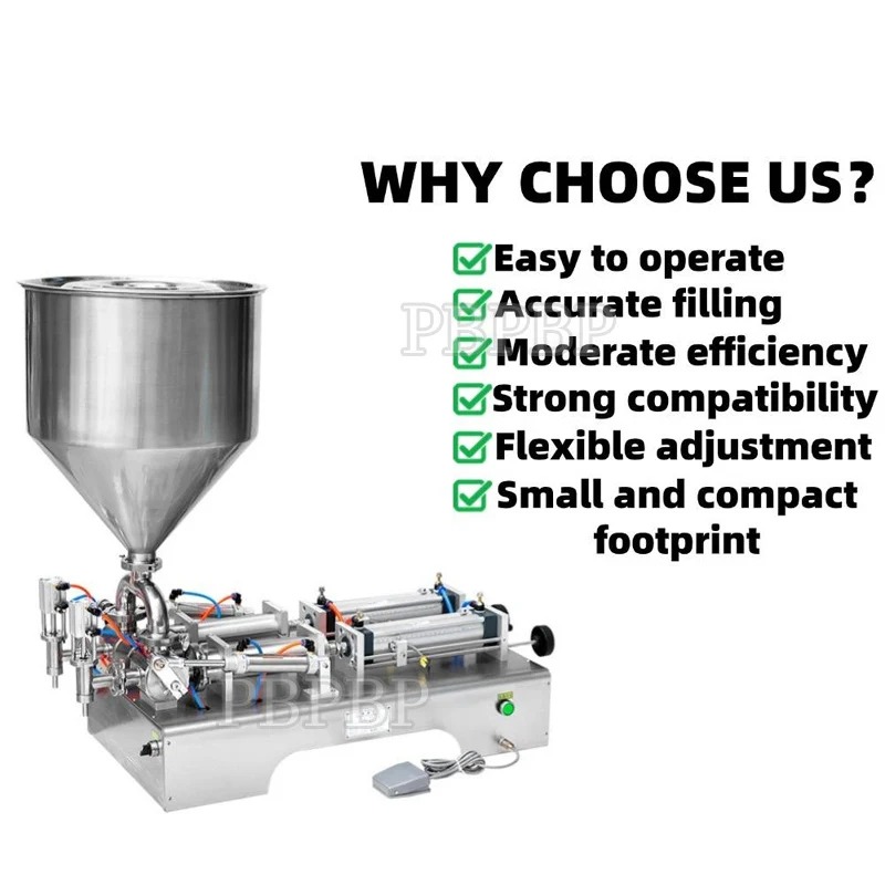 10-100ml Double Heads Pneumatic Cream Filling Machine for Beverage Oil Water Juice Honey Liquid Paste Filling Equipment