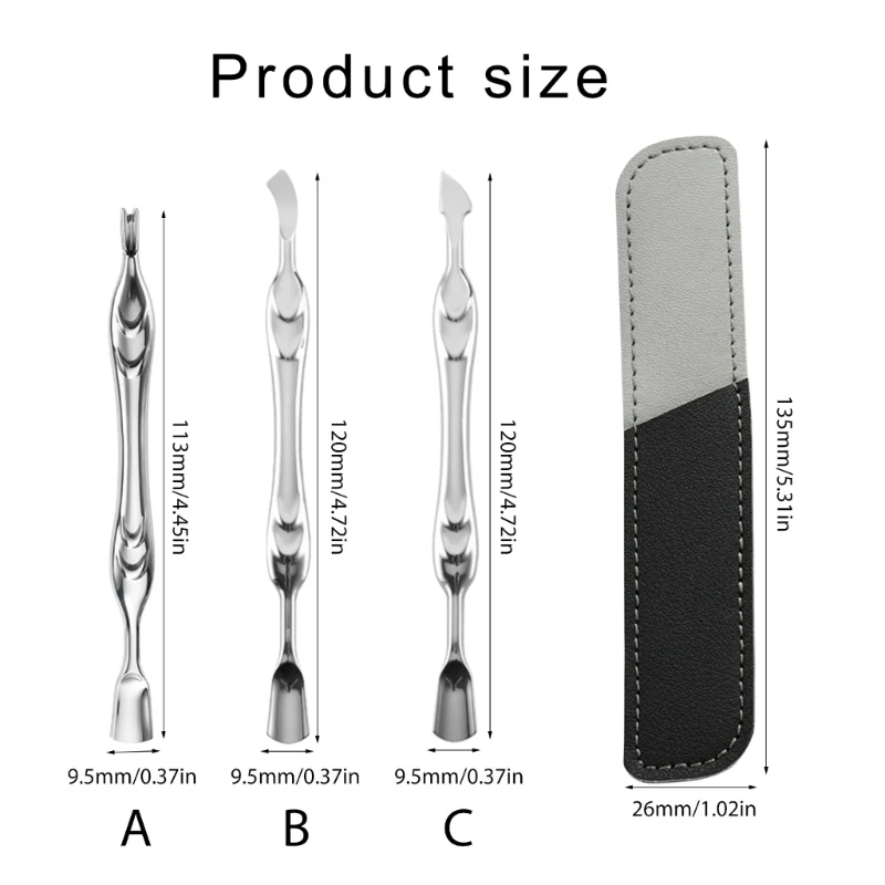 Spingipelle 2 in 1 Strumento per rimuovere cuticole in acciaio inossidabile E1YD