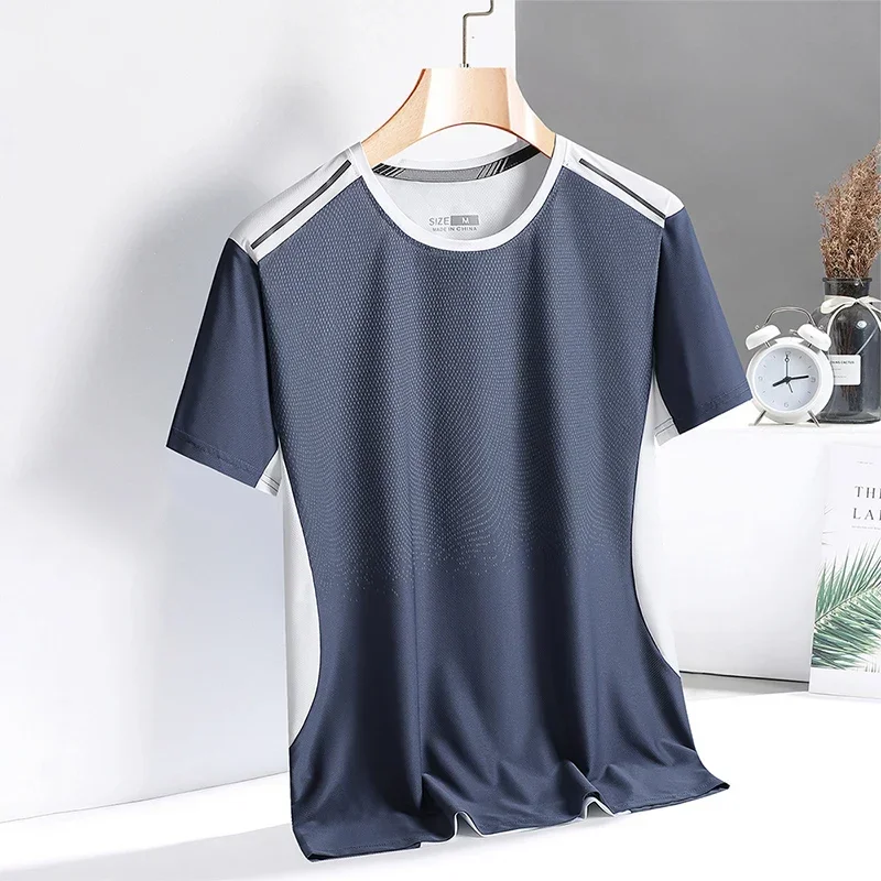 T Shirt For Men Sports Harajuku O-neck Short Sleeve Leisure Loose Men T Shirt Summer Quick Dry Material Top Dazzling Tee Shirt