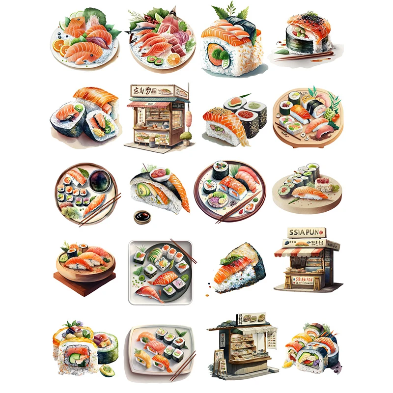 20Pcs/Pack Japanese Food Sushi Sticker DIY Craft Scrapbooking Album Junk Journal Decorative Stickers