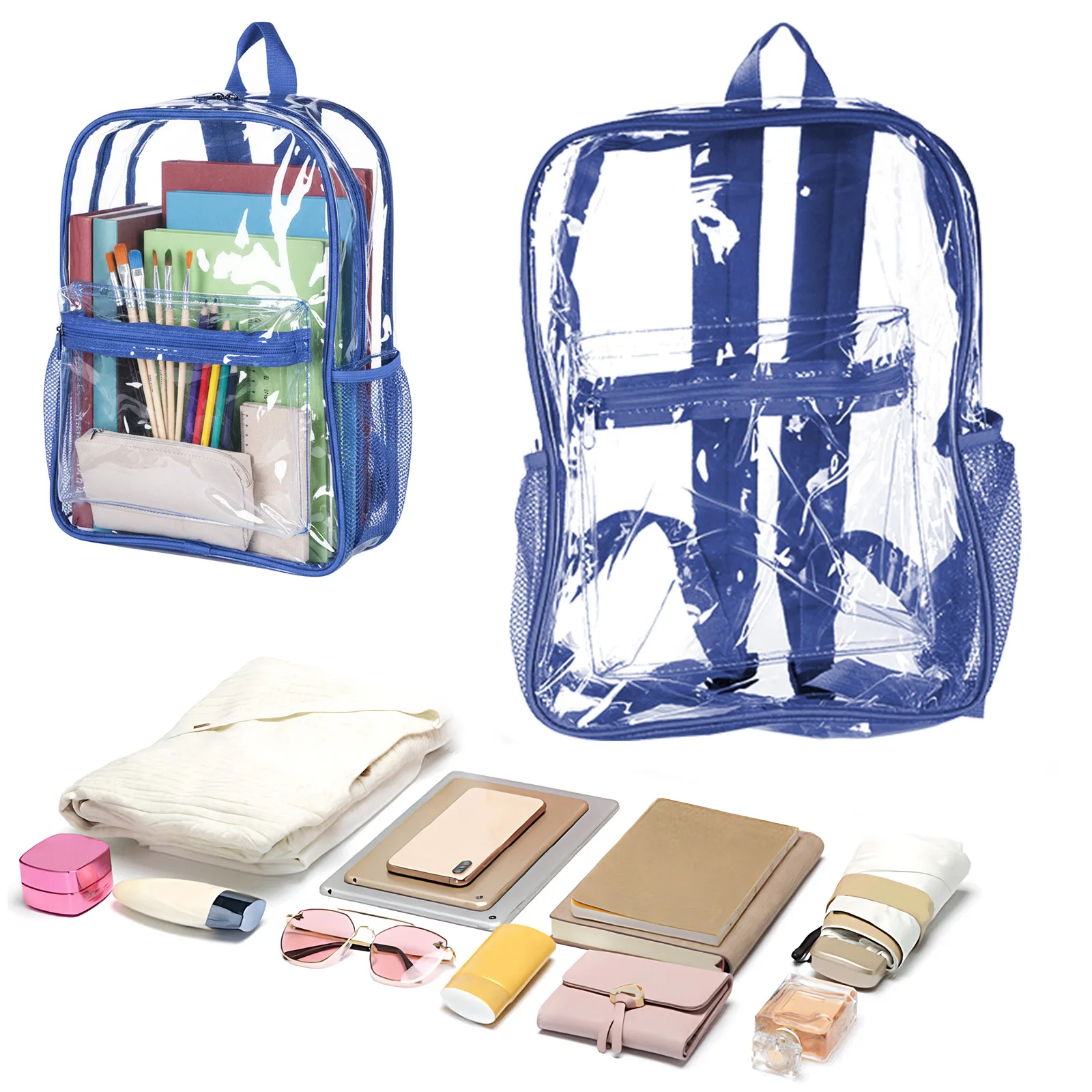 

Набор из 48/72 прозрачных рюкзаков из ПВХ, прочные, прозрачные, 15-дюймовые, для колледжа, путешествий, спорта, работы, одобренные для использования на стадионах