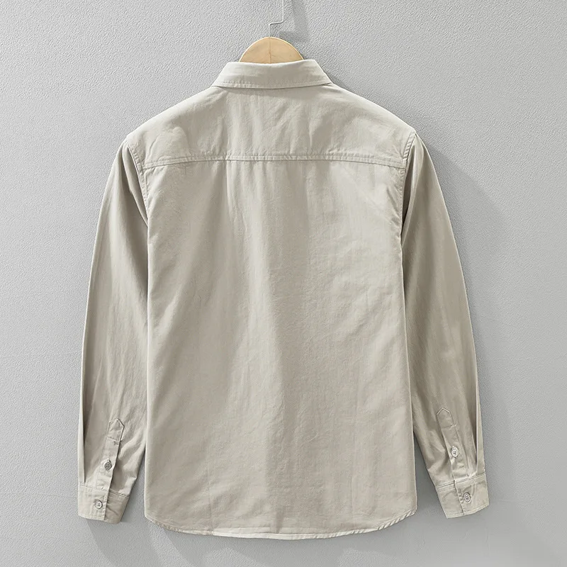 قميص قطني 100% بأكمام طويلة للرجال ملابس متعددة الجيوب ملابس الشارع الشهير 2025 خريف جديد قميص رجالي غير رسمي