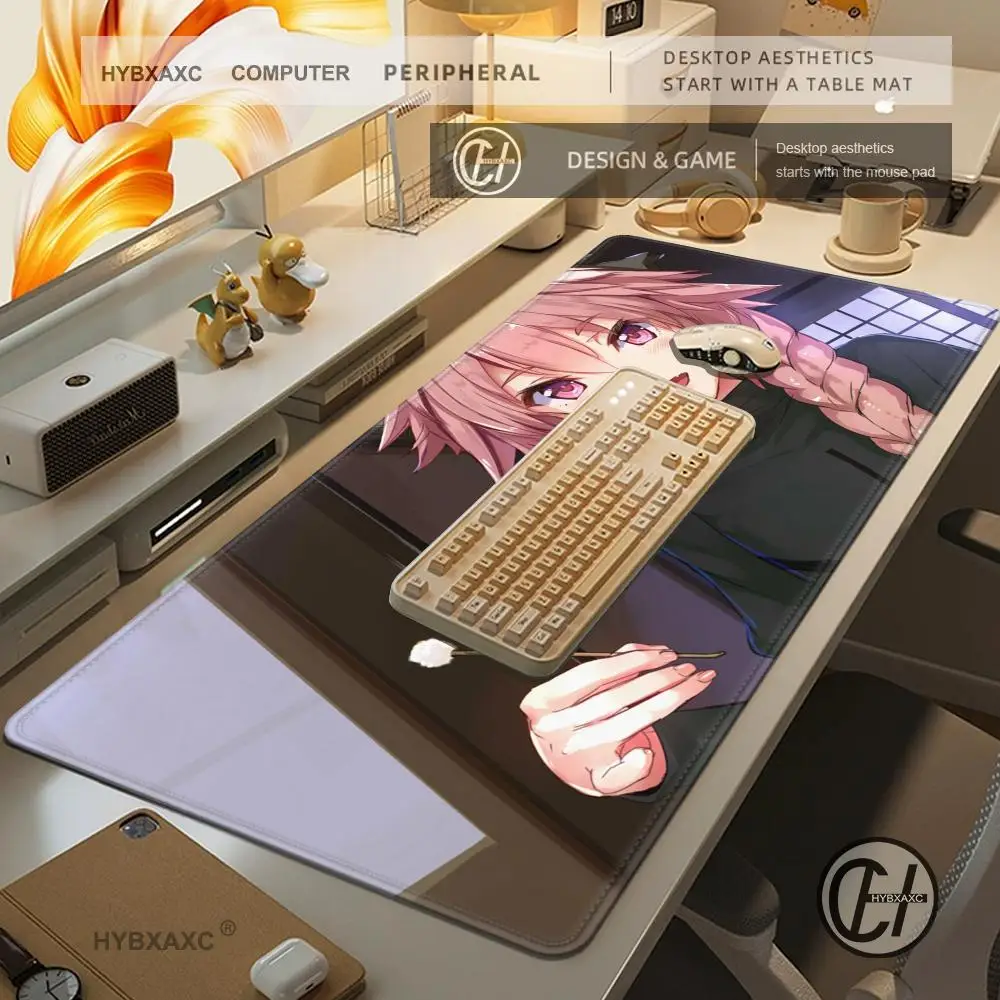 Large Gaming Mouse Pad Astolfo Mouse Pad Anti-Slip Natural Rubber Anime HYBXAXC Computer Game Desk Mat Stitched Edge Big Mat