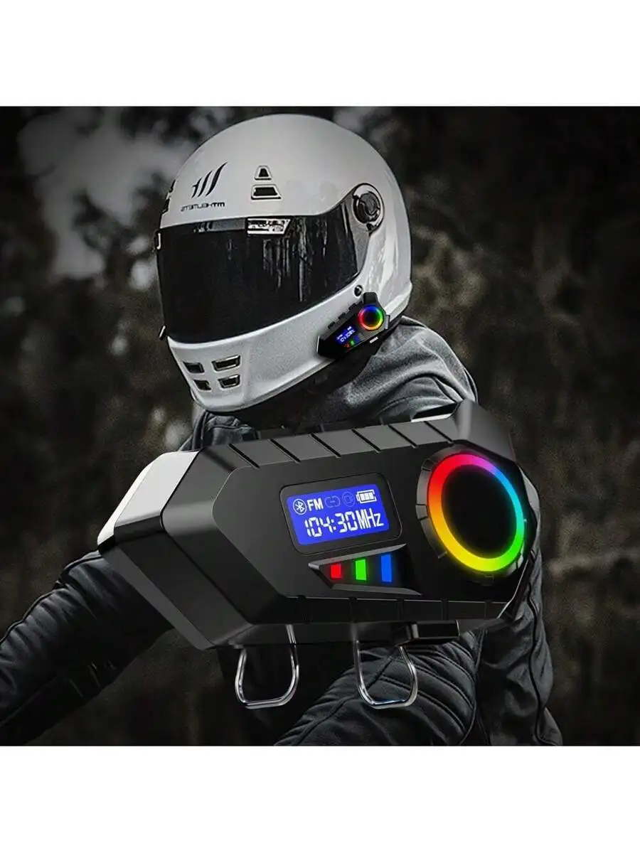 

Motorcycle Helmet Bluetooth Headset Wireless 5.4 Waterproof Hands-Free FM Music Player 40H Battery Type-C Charging