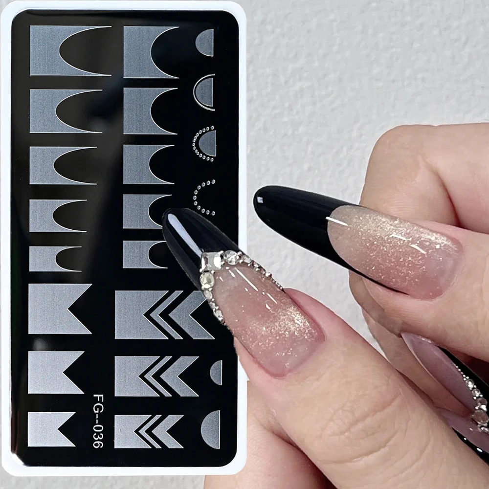 1pcs Simple Black French Design Nail Stamping Plate Sexy French Line Stripe Professional Nail Transfer Printing Steel Plate Tool