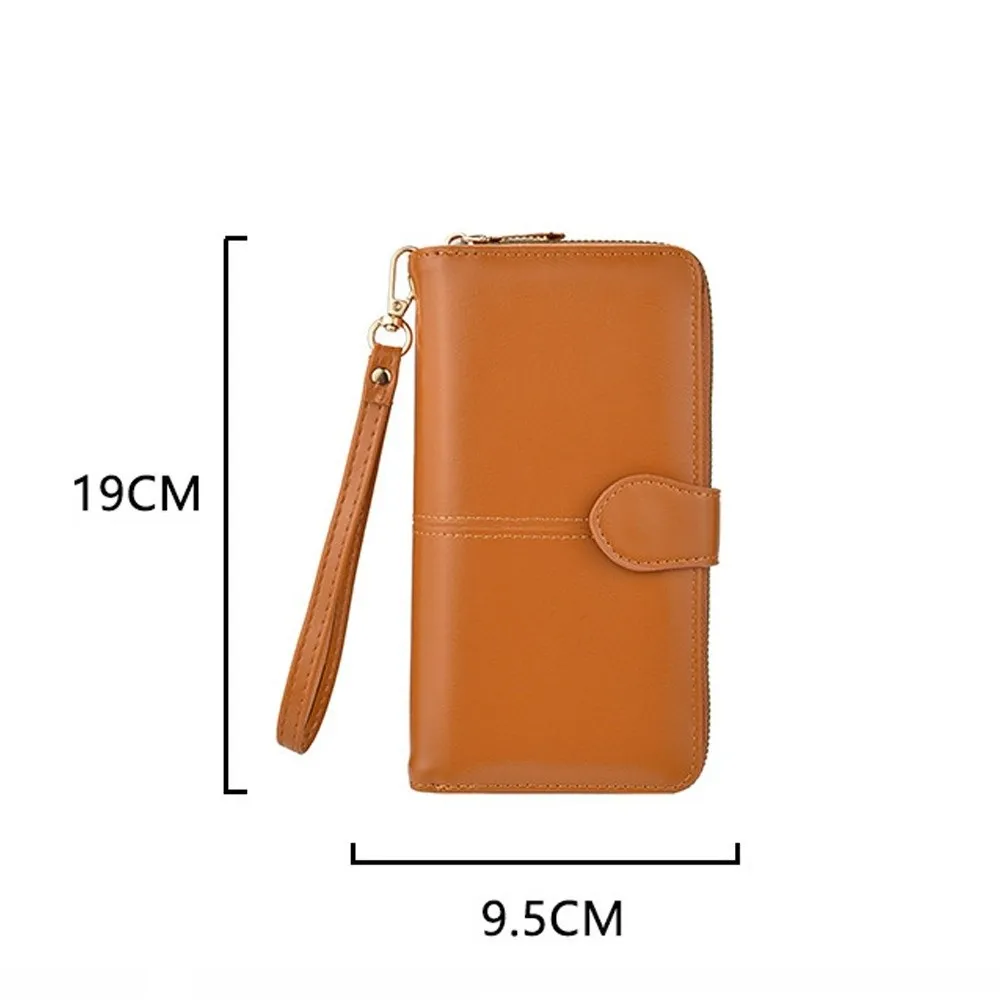 Portfel damski z PU skóry, wielofunkcyjny, długi, o dużej pojemności, na pieniądze.