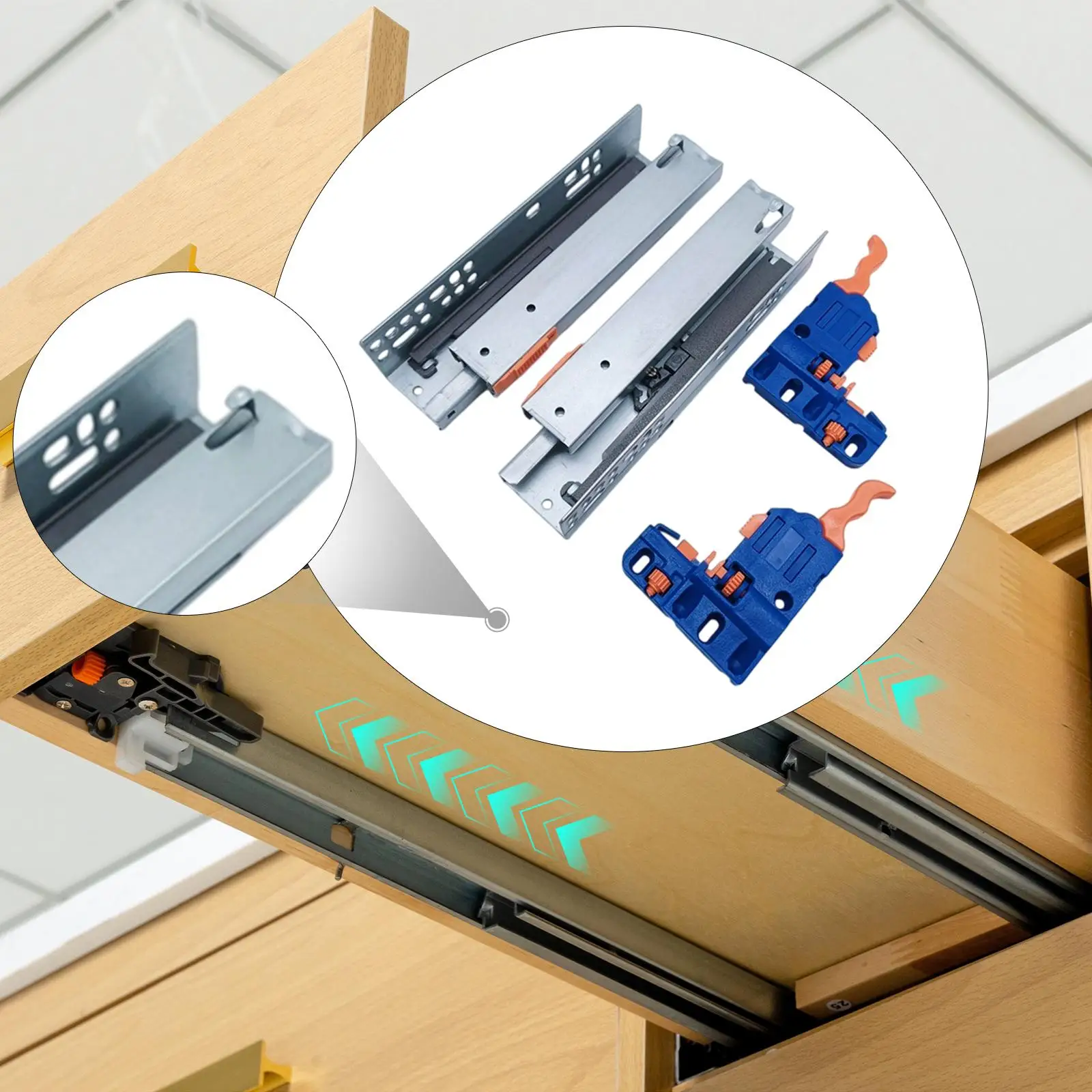 Metal Drawer Glides Silent Guide Set Full Extension Runner for Bedroom and Office Dresser Drawers Metal Drawer Glides Silent Guide Set Full Extension Runner for Bedroom and Office Dresser Drawers