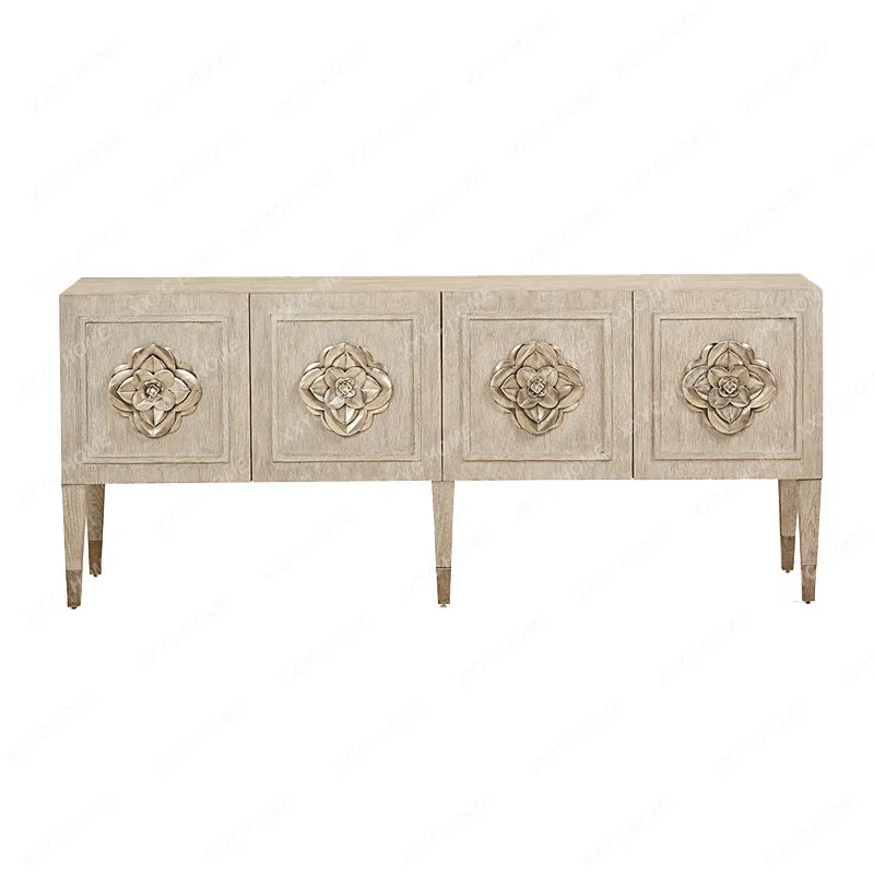 Rural solid wood retro entrance cabinet, high-end decorative cabinet, living room model room, home TV cabinet