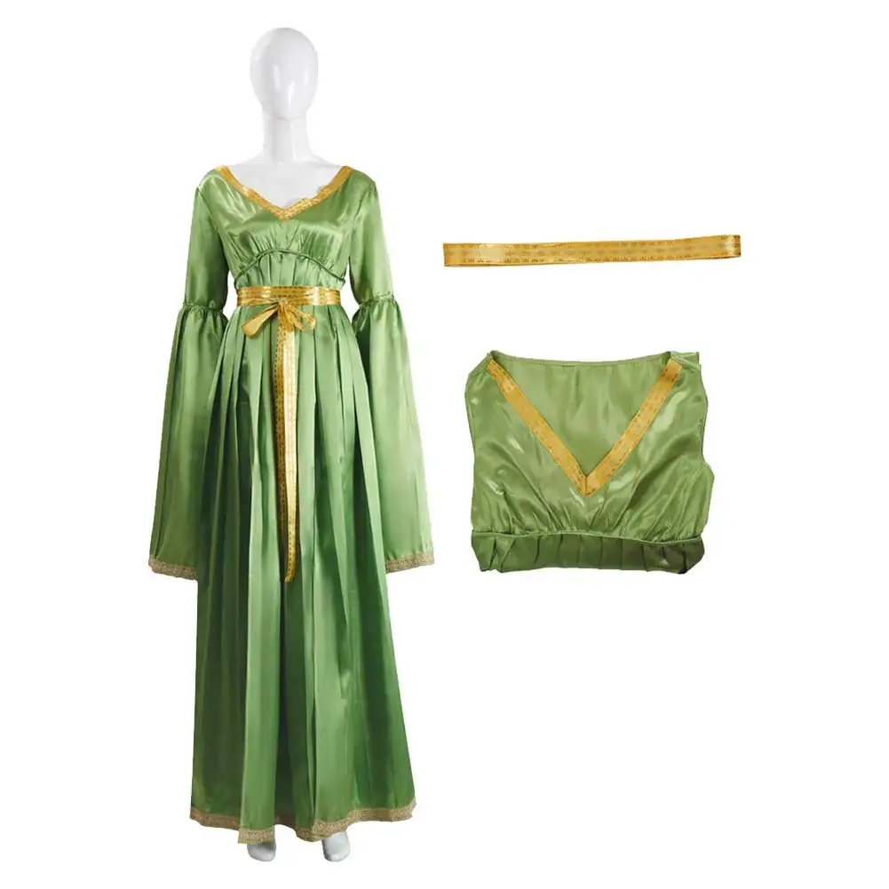 Movie Space Battle Cosplay Princess Leia Green Dresses Party  Roleplay Costume Female Adult Suits Outfit Halloween Carnival