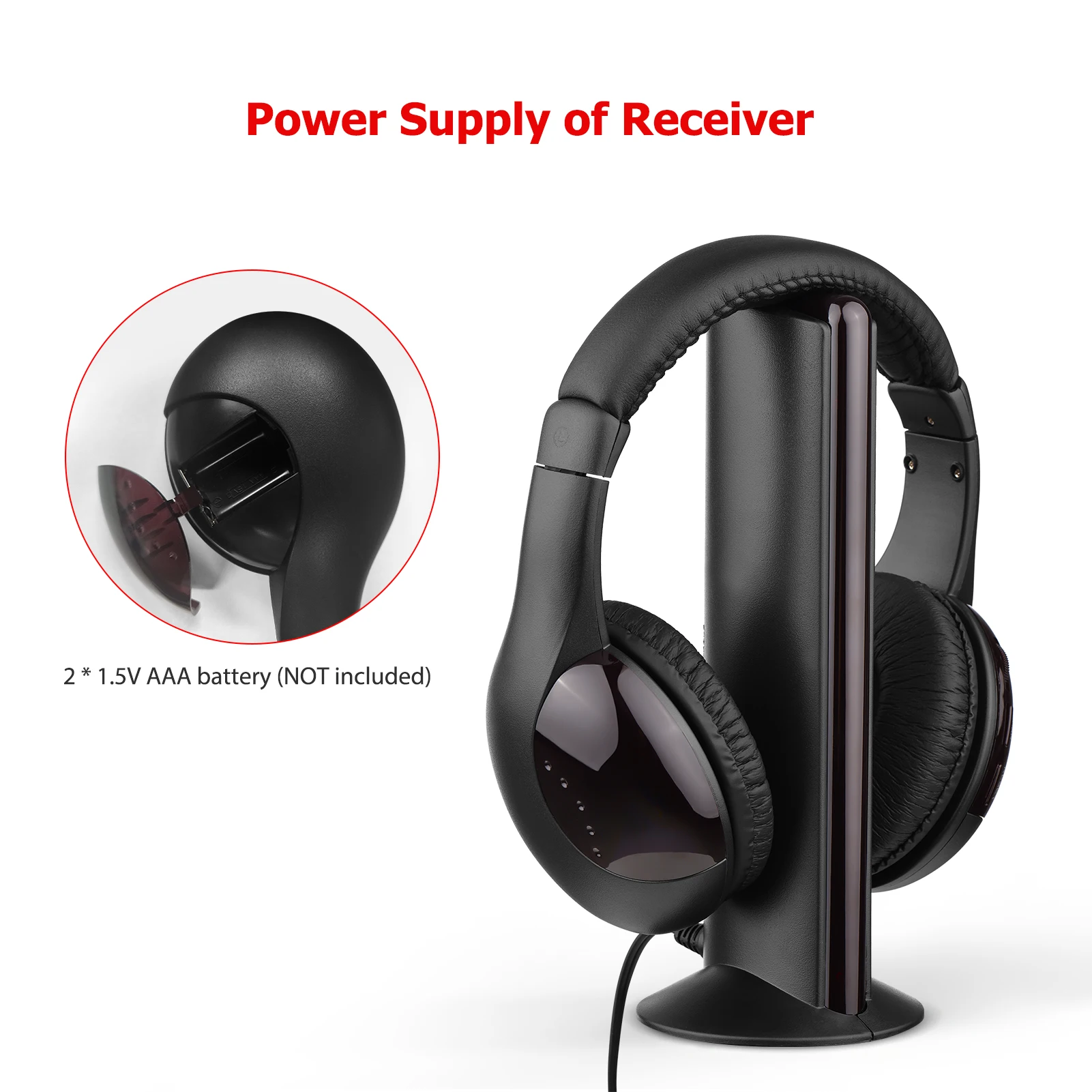 5-in-1 Multifunctional Wireless Headset FM Hi-Fi Wireless Headphone Emitter Receiver Set FM Radio Computer TV Monitor Headphone