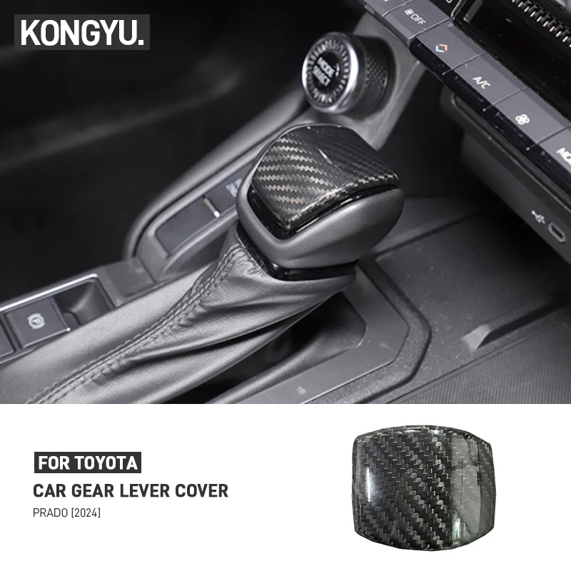 

Real Carbon Fiber Car Gear Shift Knob Cover Trim Decoration Sricker For Toyota Land Cruiser Prado 2024 Car Interior Accessories