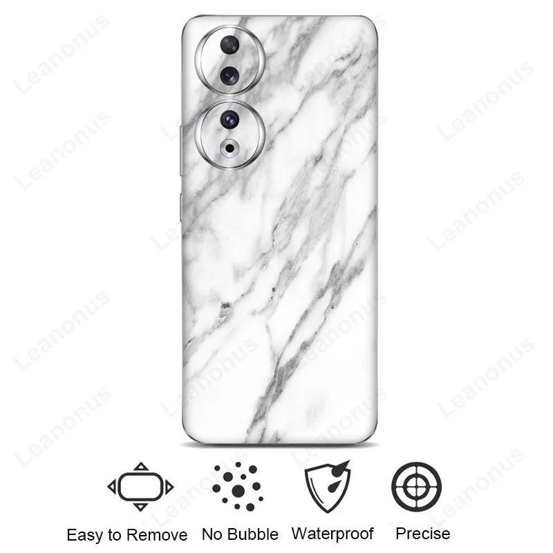 Marble Design Decal Skin for Honor 90 Pro 200 Pro Back Screen Protector Film Cover 3M Wrap with Camera Protector Matte Sticker