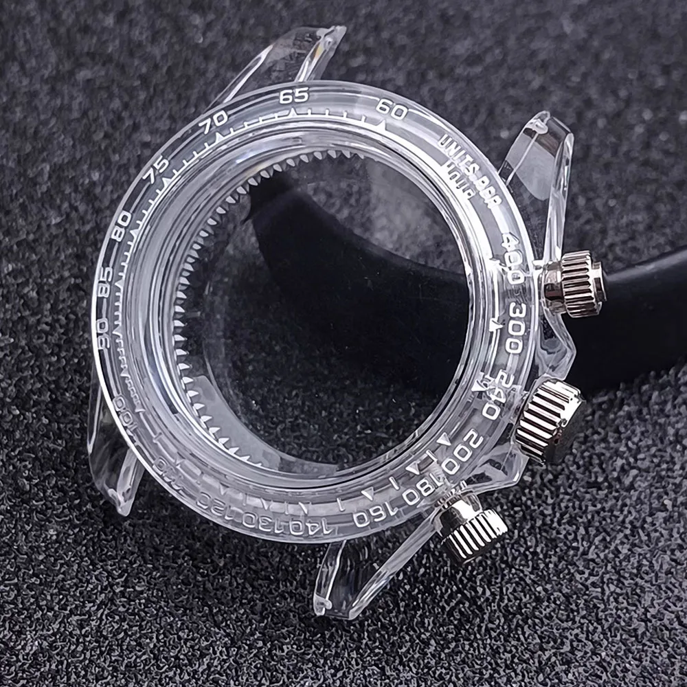 

Transparent Chronograph Watch Case 40mm, Glue Glass Case, for VK63 Movement Mechanical VK63 Case, Watch Shell Fit 29.5mm Dial