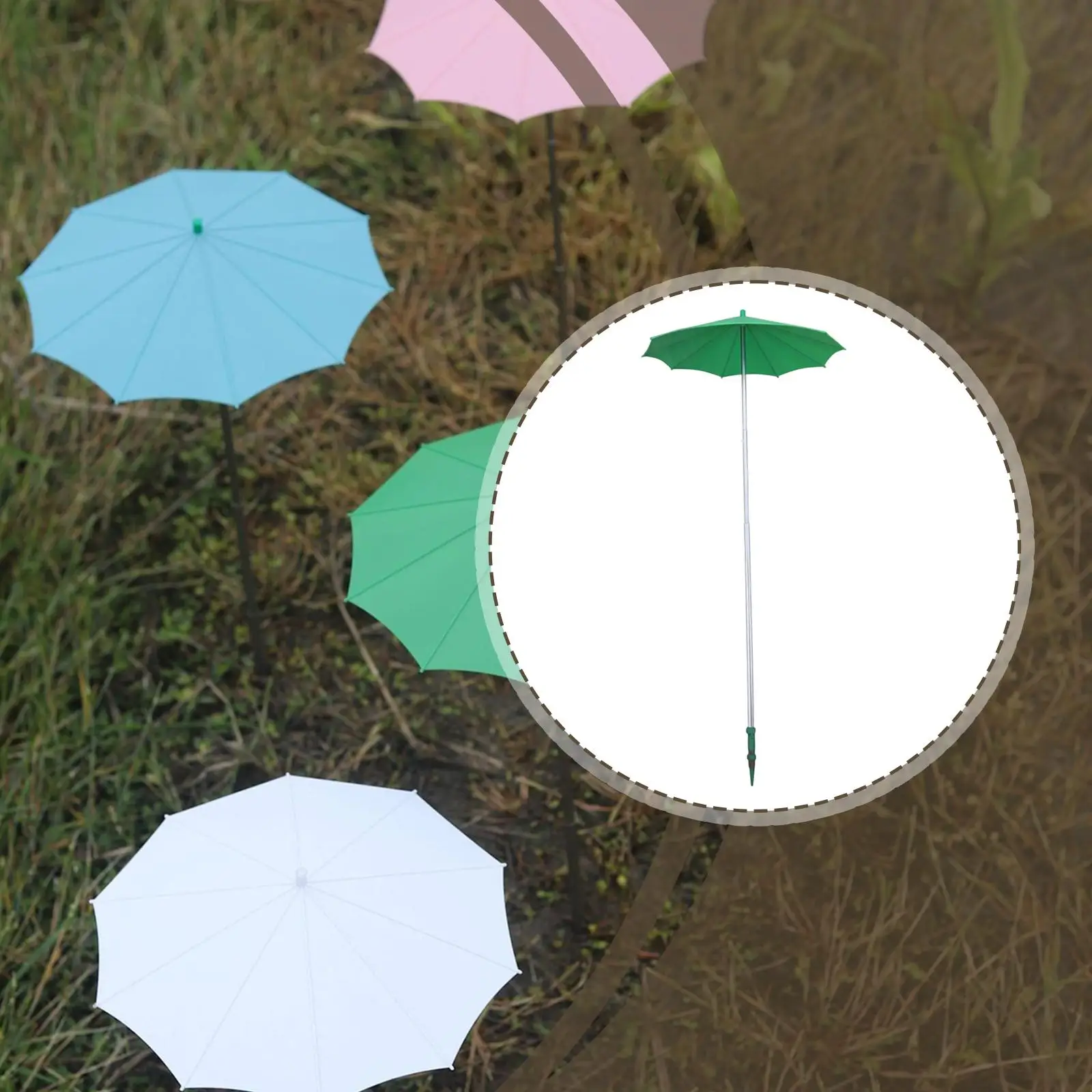Outdoor Plant Umbrella Shade Cover Windproof Stake Adjustable Height Easy Installation for Potted Plants