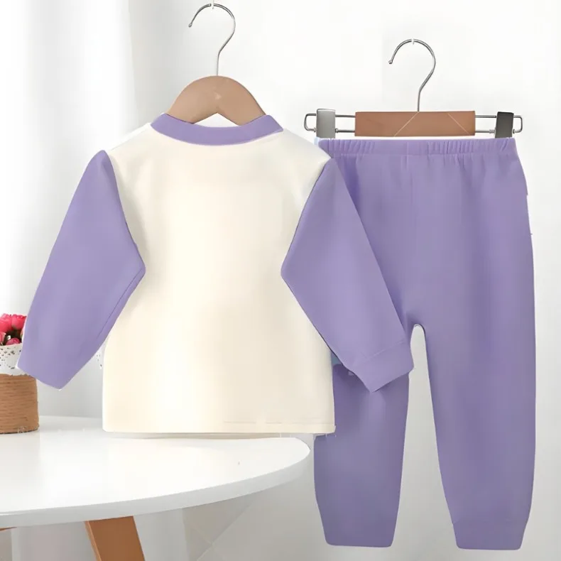 Herbst-Winter Langarm-Unterwäsche-Sets für Kinder, O-Ausschnitt, Weiche Schlafanzüge für Jungen und Mädchen, Verdickte Warme Pyjama-Sets – Detail 7