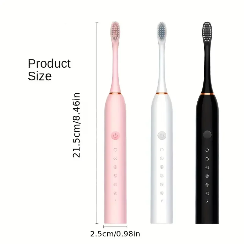 4 Brush-Head Electric Toothbrush for Adults - Rechargeable with 5 Cleaning Modes,Medium Firmness, Nylon Bristles, Waterproof