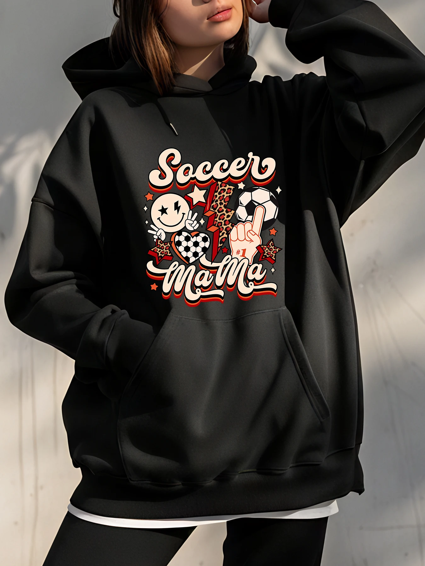 

Толстовка с капюшоном «Футбольная мама», женская милая толстовка с принтом «Футбольная мама», повседневная спортивная одежда, женский подарок для родителей для любителей футбола