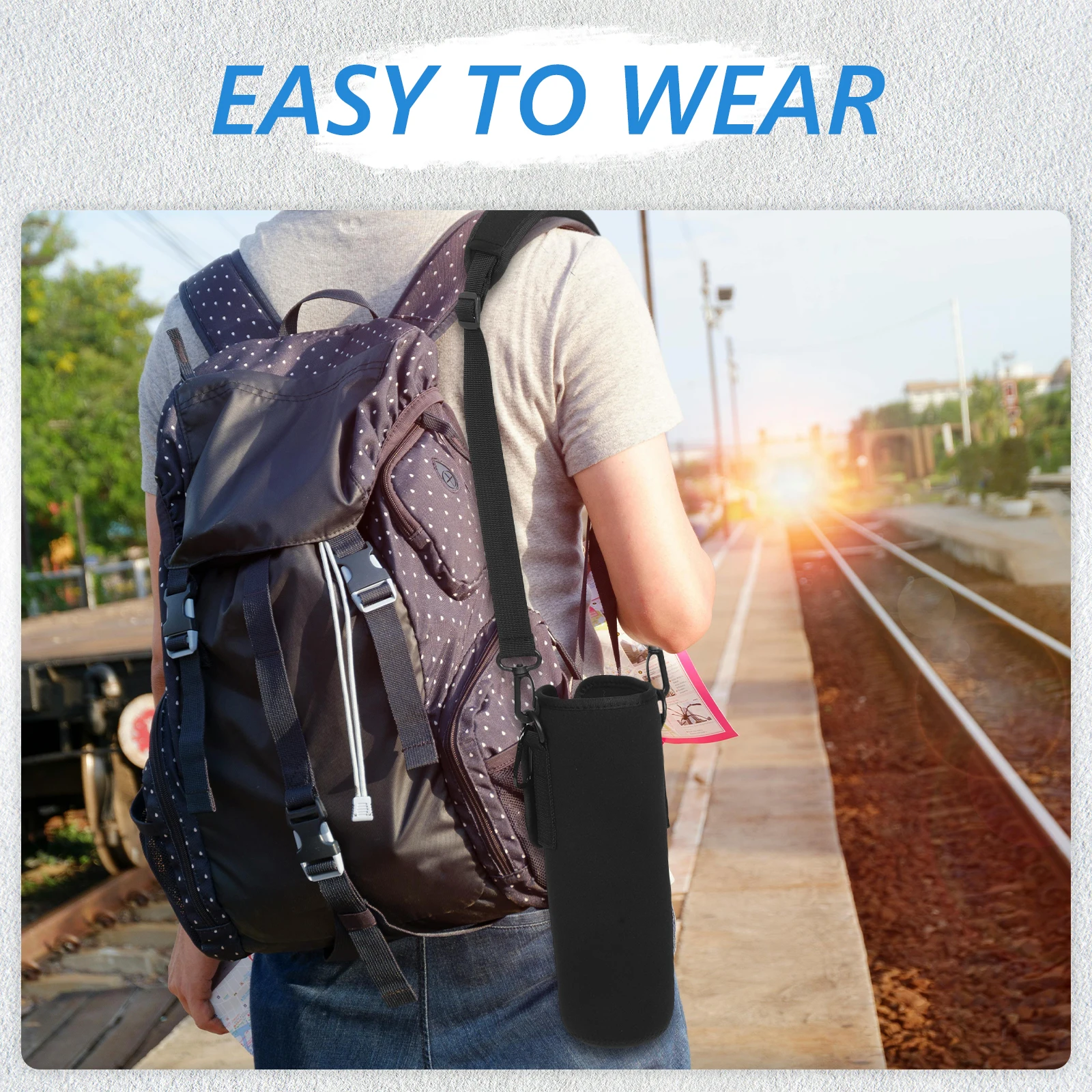 

1pc Adjustable Shoulder Strap Water Bottle Holder Sleeve Portable Crossbody Bag Universal Fit Fabric Easy Clean Outdoor Sports