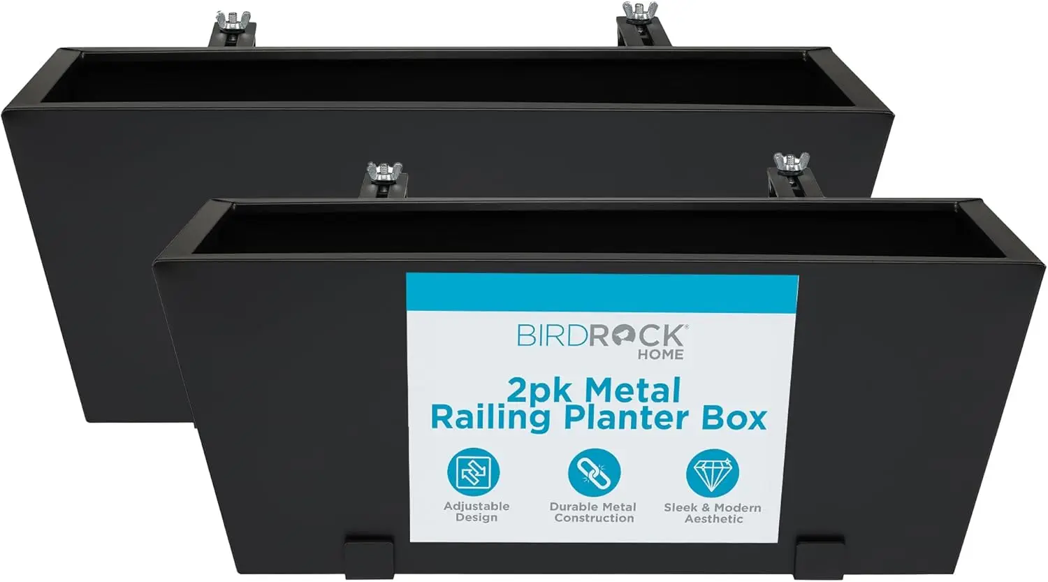 

Набор из 2 регулируемых металлических кашпо для перил, черные балконные цветочные горшки