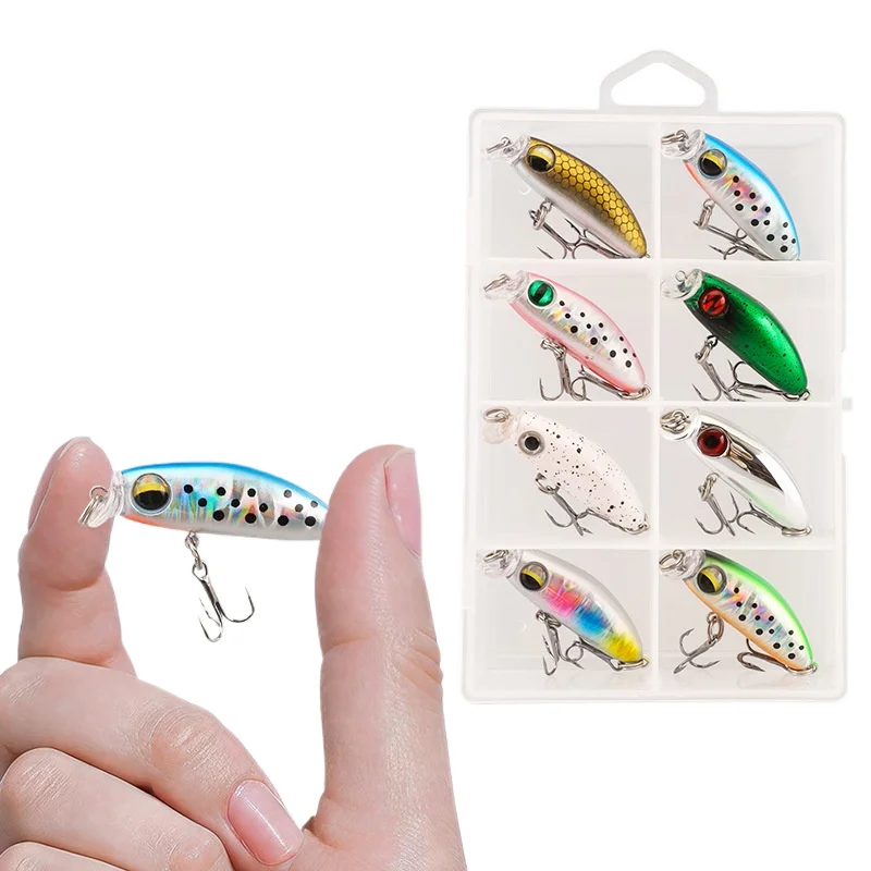 

8 Mixed-Color Mini Popper Fish Bass Fishing Lure Set Mini Artificial Baits Topwater Crank Wobblers For Pike Crankbaits Fishing