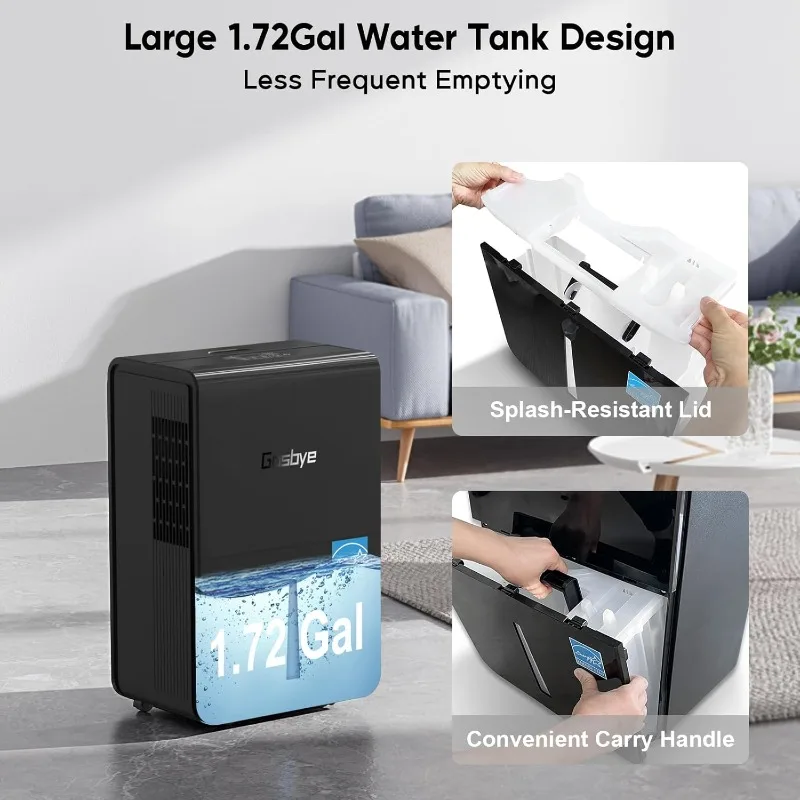 4500 قدم مربع. مزيل الرطوبة الأكثر كفاءة من Energy Star 2024 للطابق السفلي مع خرطوم تصريف، مزيل رطوبة بحد أقصى 115 لتر/D لكبير Ro
