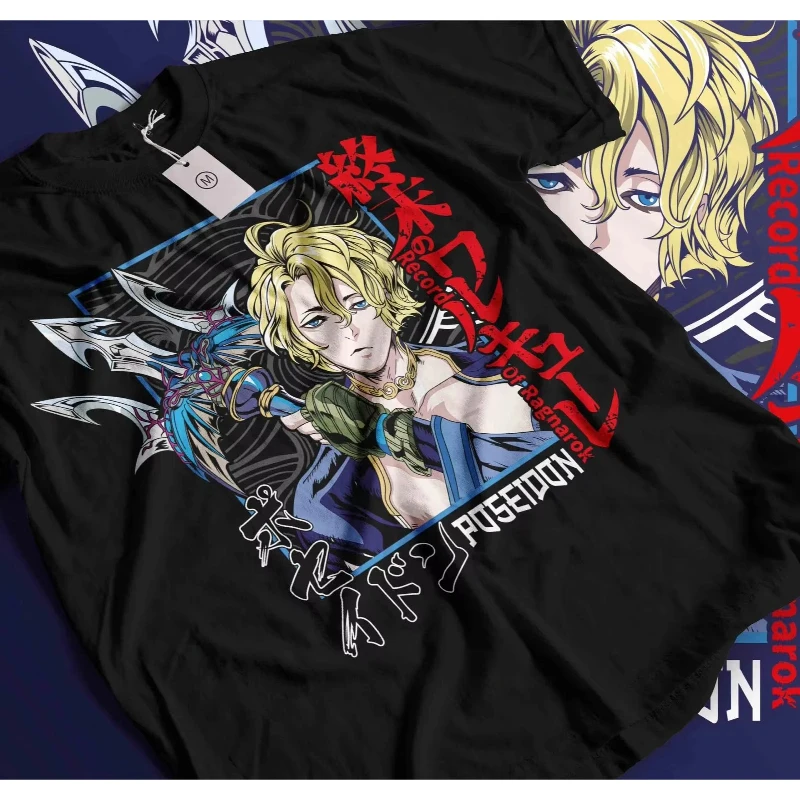 Men Women Anime Graphic T-shirt Record of Ragnarok Poseidon Print Casual Cotton Short Sleeve Vintage Manga Streetwear Unisex Top