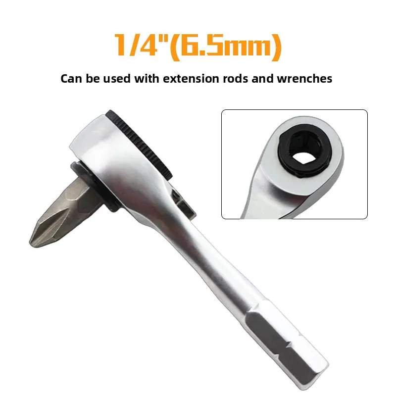 

72 Tooth Industrial Hexagon Ratchet Wrench 6.35mm Tail Automatic Two-Way Mini Screwdriver Repair Tool