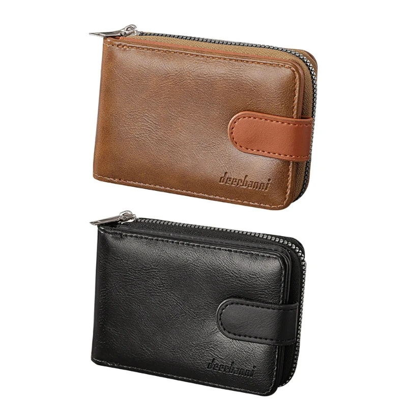 2023 New PU Leather Zipper Carte di credito Wallet Card Holder Business Gift Change Pocket for Men Coin Purse Money Bag