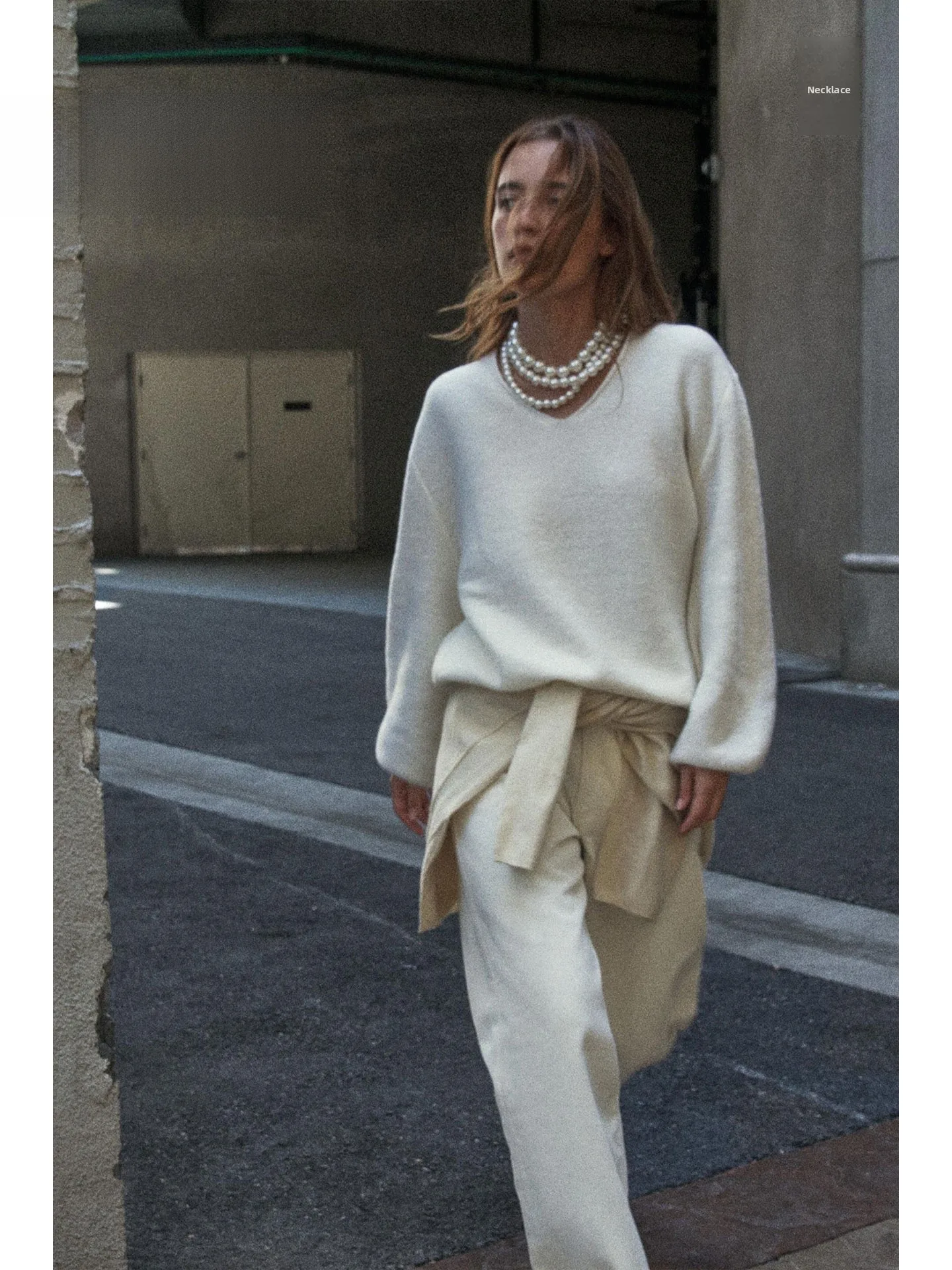 

ZAPRHA Autumn 2025 Women's Loose Fit Knitwear Beautiful Mixed Bubble Sve Soft Sle Long Sve V-Ne Casual Faion