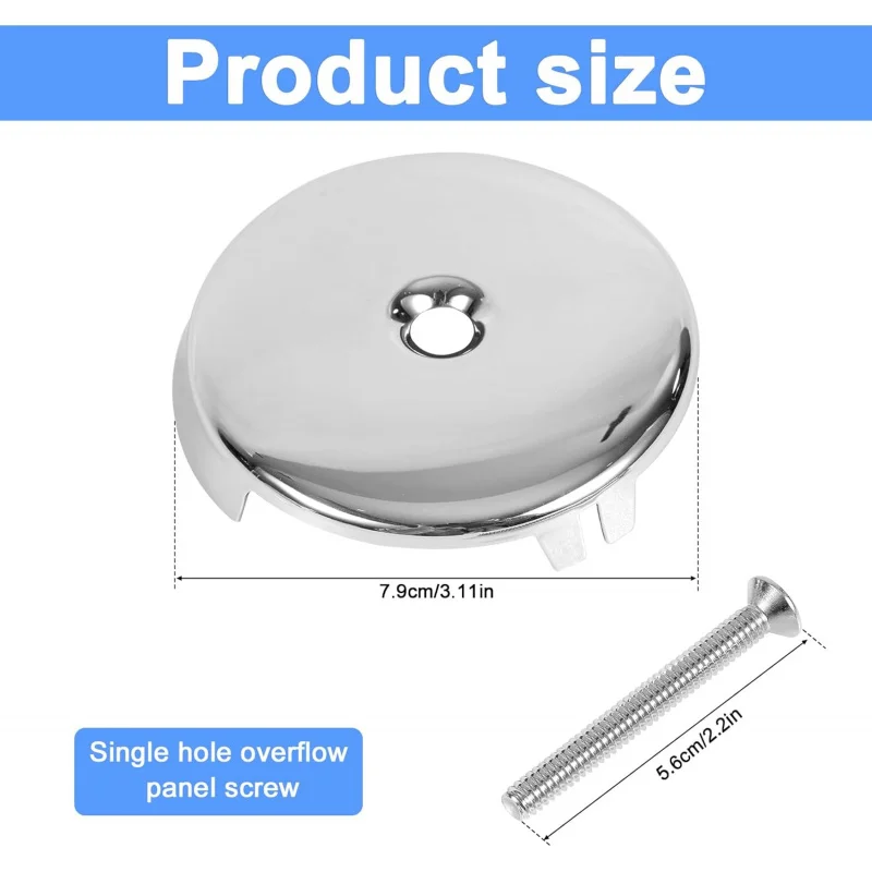 3-1/8 غطاء تصريف من الفولاذ المقاوم للصدأ بفتحة واحدة مع برغي، غطاء تصريف حوض الاستحمام، لوحة تصريف الحمام، كوف تصريف حوض الاستحمام العالمي (فضي) #2