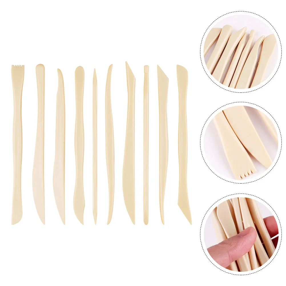 10Pcs Clay Sculpting Tool Kit Plastic Pottery Carving Modeling Tools for DIY Sculpture Art Craft Kids Adults Beginners Gift
