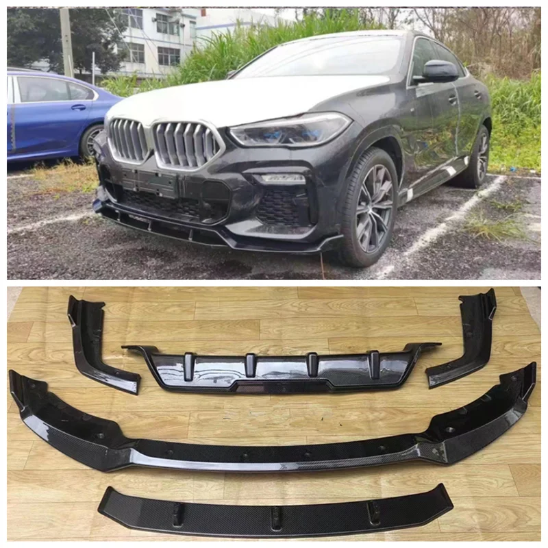 

Fits For Bmw X6 G06 2019 2020-2022 Real Carbon Fiber Bumper Front Lip Rear Diffuser Side Skirt Spoiler Body Kit Cover