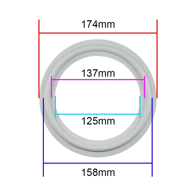 حلقة إصلاح مكبر صوت ghxampin ، 7 بوصة ، رمادي ، من المطاط ، 2 من من من من