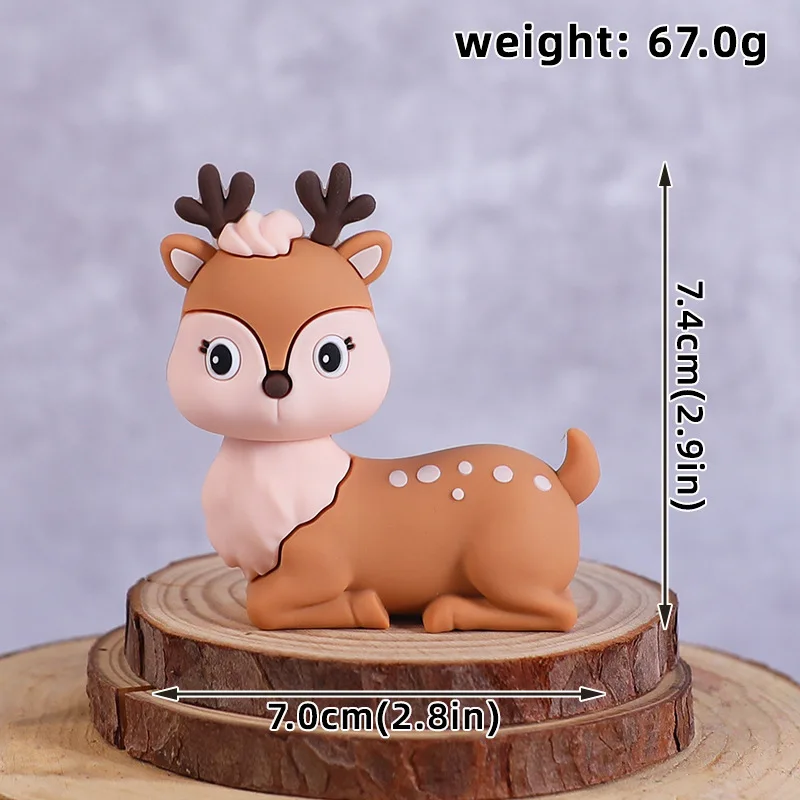 Woodland Animal Cake Toppers Hedgehog Squirrel Fawn Cake Topper Jungle Safari Kids Birthday Cake Decor tree leaves Accessories