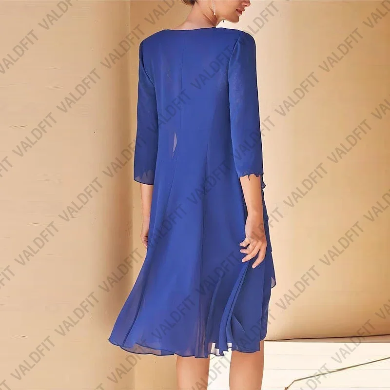 Customized Short Knee Length Blue Mother of the Bride Dresses with Jacket Wedding Party Dress Vestidos De Festa