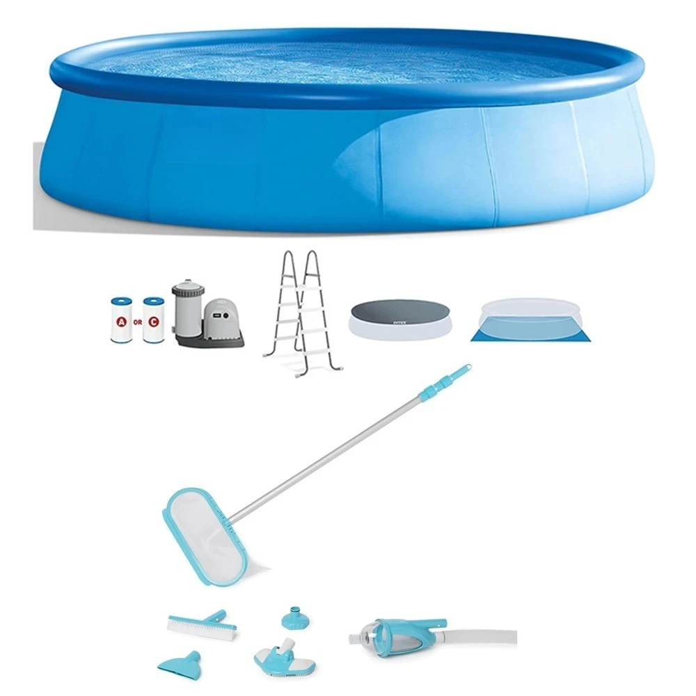 

Easy Set Round Above Ground Inflatable Swimming Pool with Filter Pump, Ladder, and Deluxe Maintenance Pool Cleaning, Customized